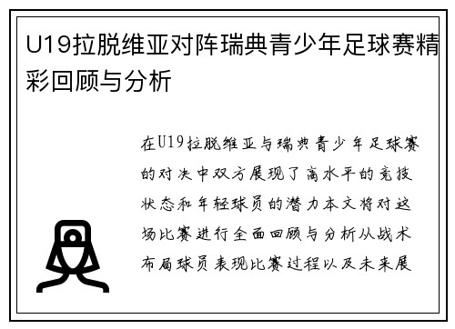 U19拉脱维亚对阵瑞典青少年足球赛精彩回顾与分析