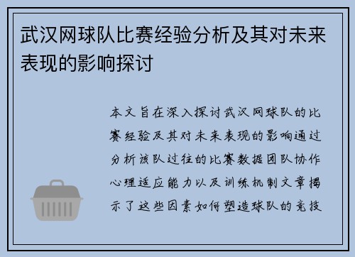 武汉网球队比赛经验分析及其对未来表现的影响探讨